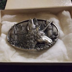 Bergamot Vintage Pewter Unicorn Belt Buckle!